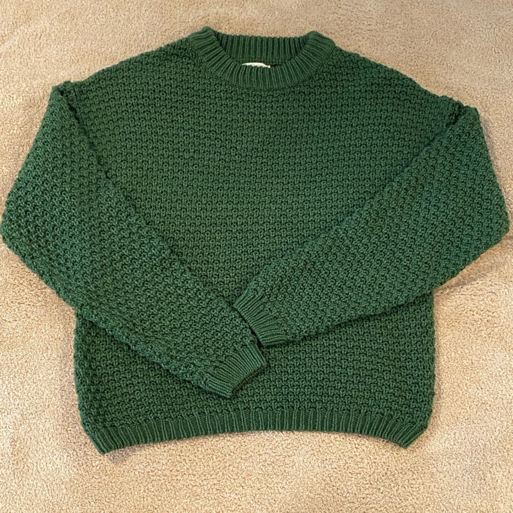Universal Threads Chunky Forest Green Knit Sweater | Cozy Textured Pullover sz S